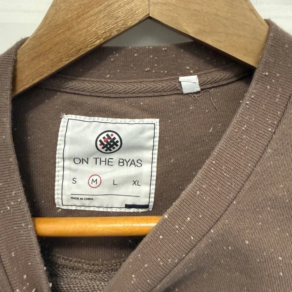 On the Byas Brown Crewneck Sweater with Patterned Pocket - Picture 3 of 5